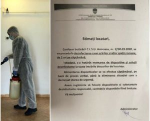 Read more about the article La Aninoasa se dezinfectează scările blocurilor ANL