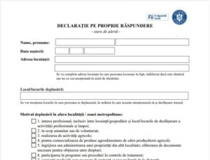 Read more about the article DESCARCĂ AICI! Noua DECLARAȚIE pentru ieșirea din localitate a fost deja modificată de Guvern