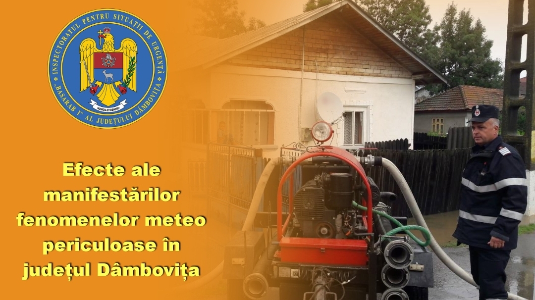 You are currently viewing Inspectoratul pentru Situații de Urgență anunță efectele manifestărilor fenomenelor meteo periculoase în județul Dâmbovița