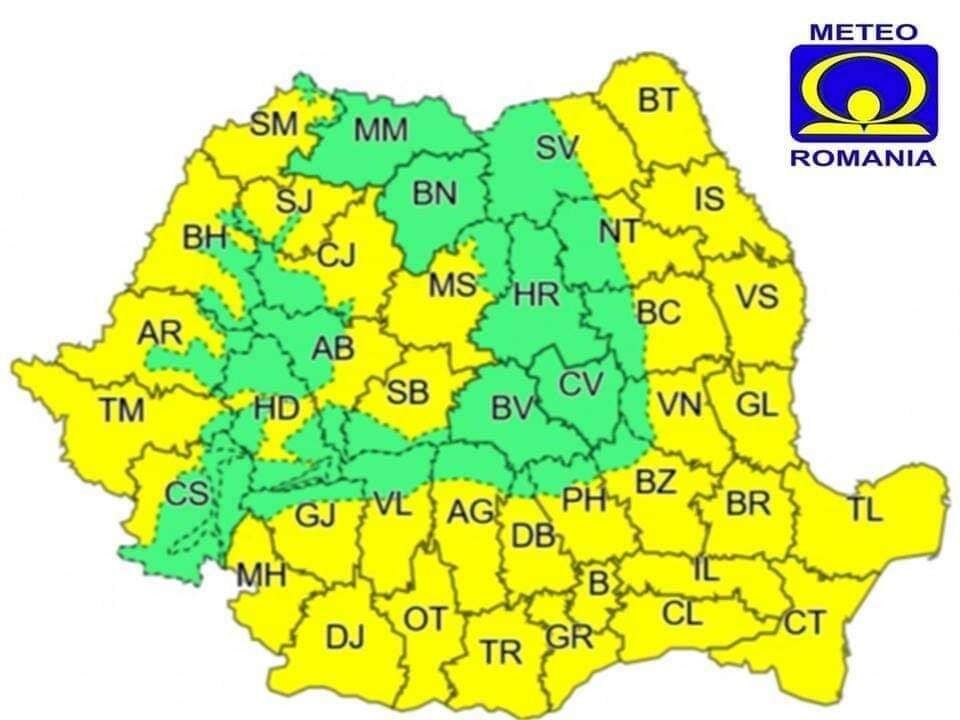 You are currently viewing DÂMBOVIȚA ESTE SUB ATENȚIONARE METEOROLOGICĂ COD GALBEN