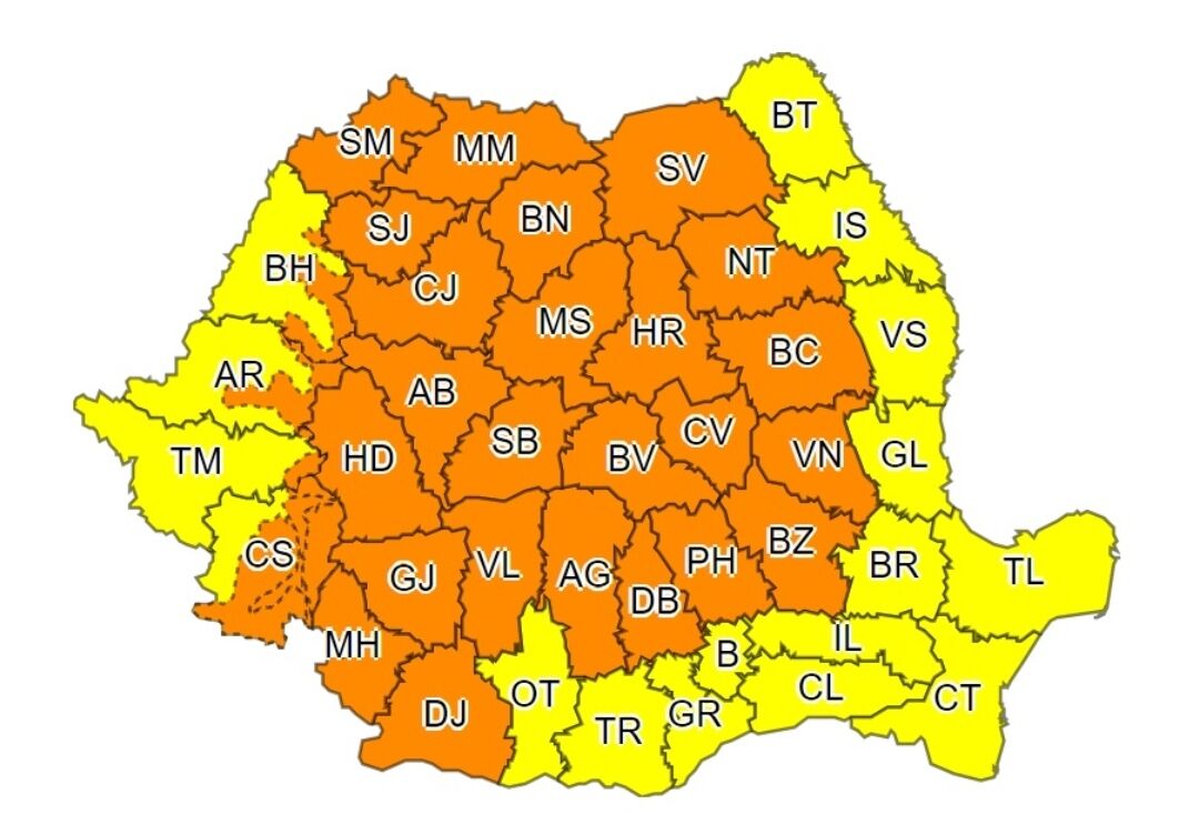You are currently viewing De mâine dimineață, Cod Portocaliu de furtuni cu vijelii și grindină în aproape toată țara