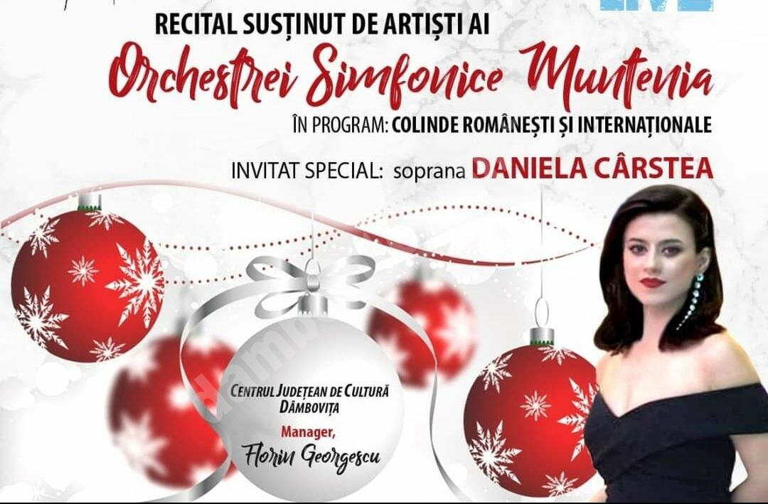 You are currently viewing CENTRUL JUDEȚEAN DE CULTURĂ DÂMBOVIȚA ORGANIZEAZĂ UN RECITAL ON-LINE, CU PRILEJUL SĂRBĂTORILOR DE CRĂCIUN