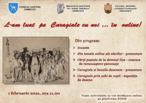 Read more about the article DÂMBOVIȚA: Biblioteca Județeană și Colegiul Național „Constantin Cantacuzino” organizează o sesiune culturală, dedicată lui I. L. Caragiale