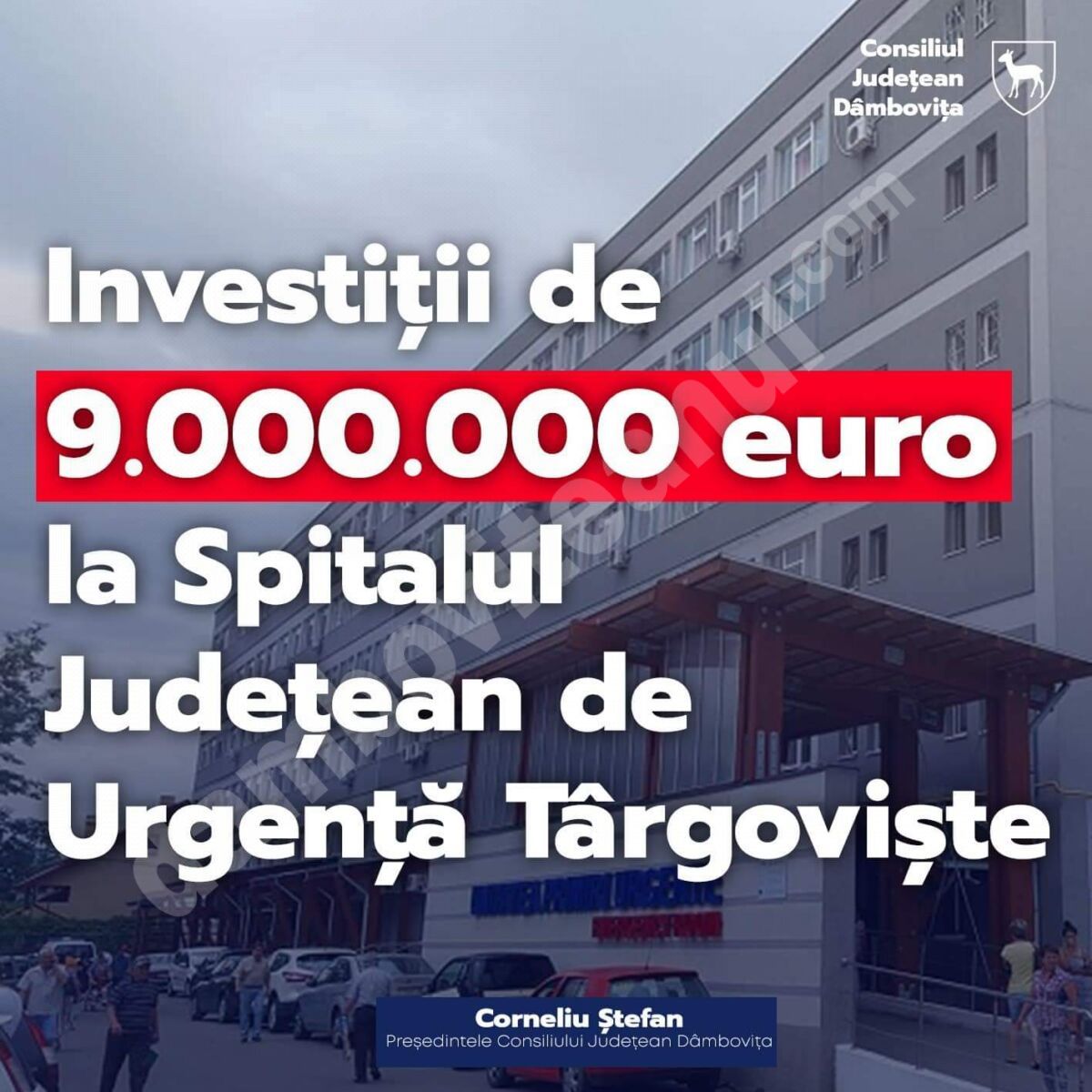 You are currently viewing Corneliu Ștefan: Aparatură și echipamente de protecție medicală, precum și alte materiale sau substanțe dezinfectante, cu o valoare de 9 milioane de euro (peste 42.000.000 de lei), vor intra în dotarea Spitalului Județean de Urgență Târgoviște