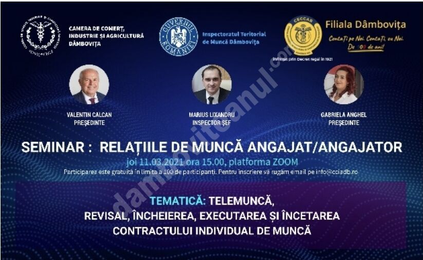 You are currently viewing DÂMBOVIȚA: Seminarul on-line „Relațiile de muncă angajat/angajator” – s-a încheiat cu succes!