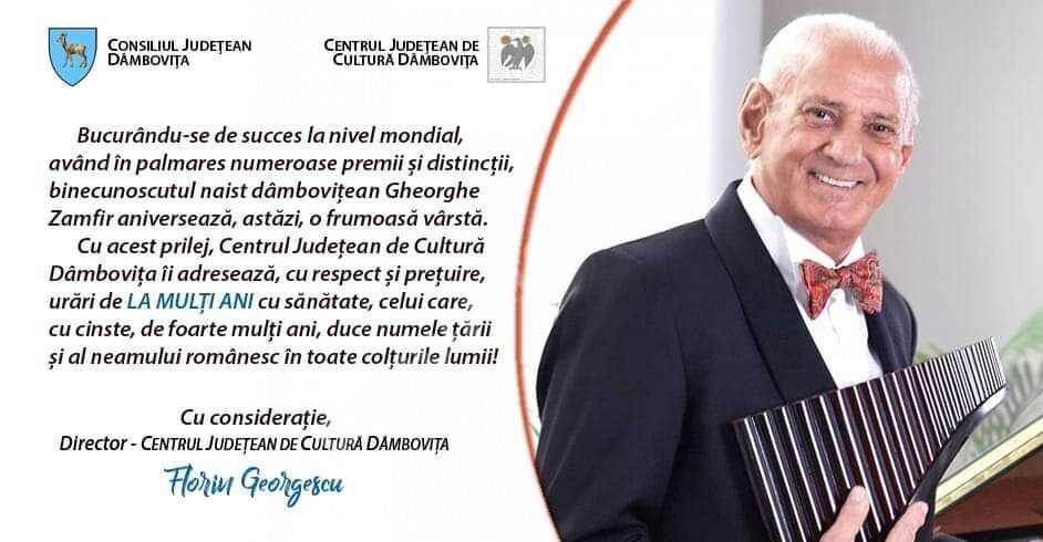 You are currently viewing Naistul dâmbovițean Gheorghe Zamfir își aniversează astăzi ziua
