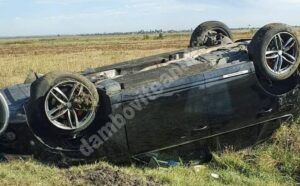 Read more about the article DÂMBOVIȚA: Un tânăr șofer s-a răsturnat cu mașina, la ieșirea din Sălcuța!