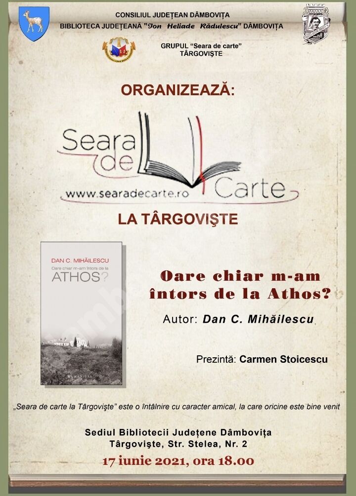 You are currently viewing „Seara de carte” la Biblioteca „I. H. Rădulescu”, din Târgovişte