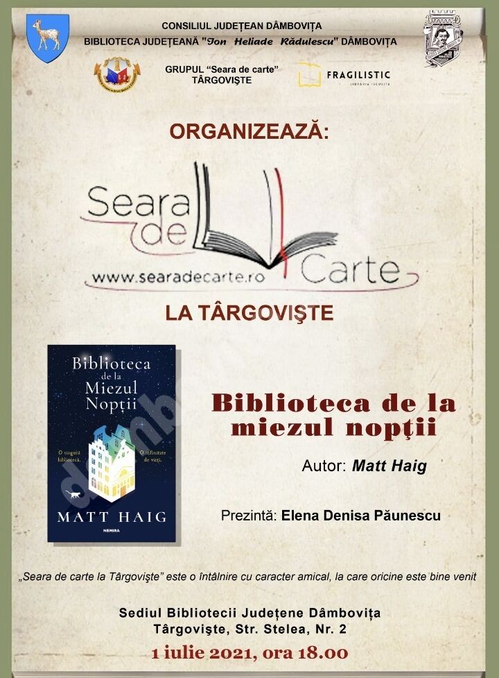 You are currently viewing „Seara de carte la Târgoviște”, la Biblioteca Judeţeană„I. H. Rădulescu”