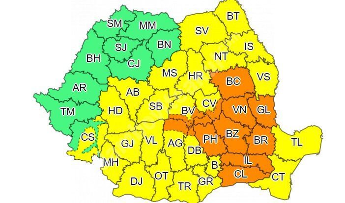 You are currently viewing Cod portocaliu de ploi, în Dâmbovița si alte 11 județe
