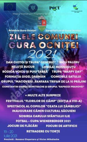 Read more about the article VEZI PROGRAMUL MANIFESTĂRILOR OCAZIONATE DE ZILELE COMUNEI GURA OCNIȚEI!