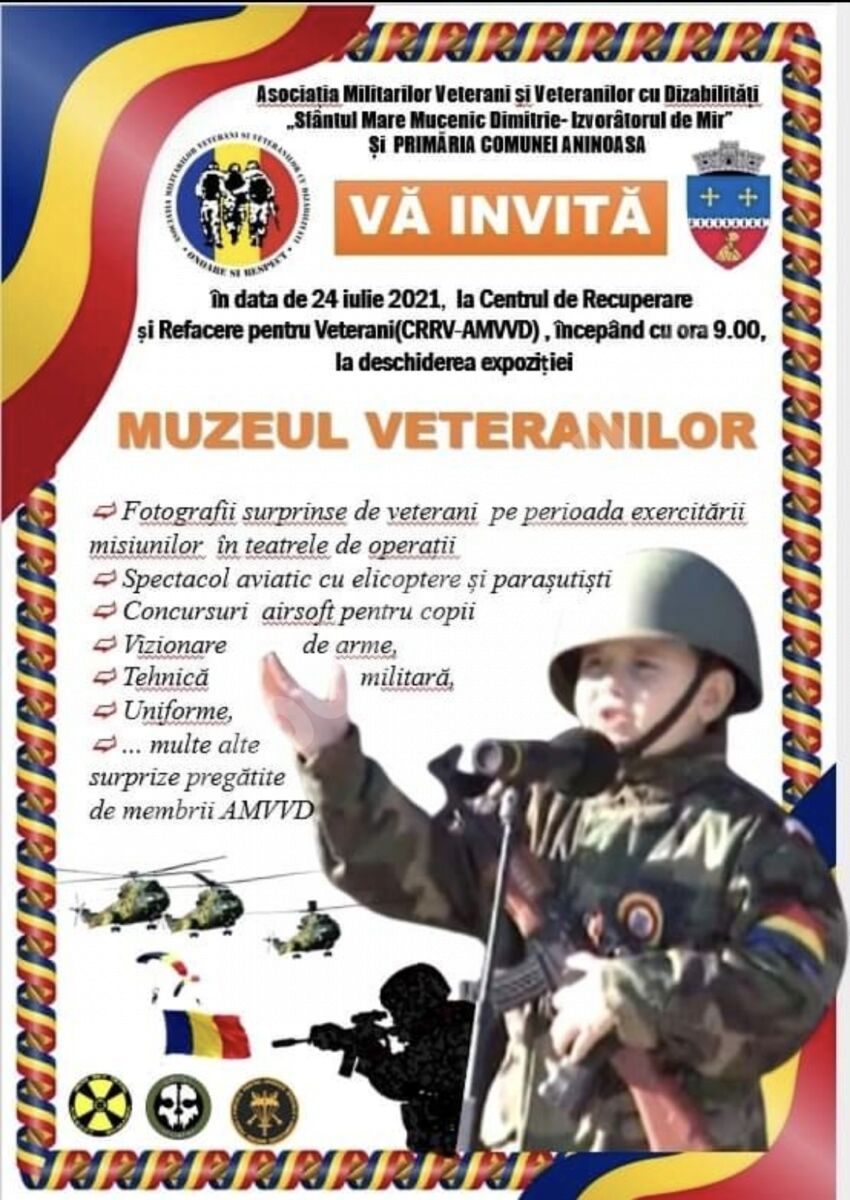 You are currently viewing DÂMBOVIȚA: Spectacol aviatic cu elicoptere și parașutiști, la inaugurarea Muzeului Veteranilor