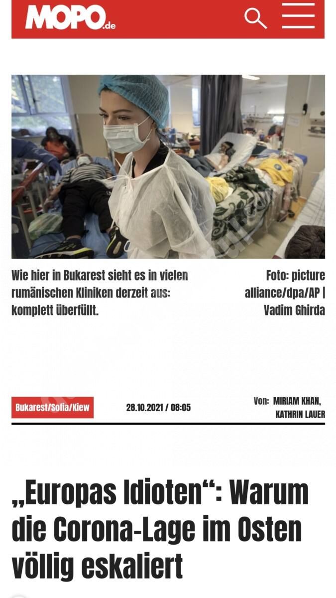 You are currently viewing O publicaţie din Germania critică românii, bulgarii şi ucrainienii pentru că refuză vaccinarea, într-un material cu titlul „Idioții Europei”