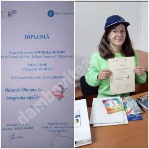 Read more about the article Elevă a Liceului de Arte „Bălașa Doamna”, premiată la Concursul Național de Arte Plastice „Jocurile Olimpice în imaginația copiilor”