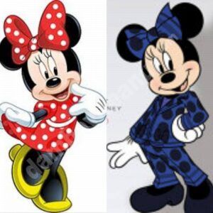 Read more about the article La 94 de ani, Minnie Mouse înlocuiește rochița roșie cu buline cu un costum cu pantaloni