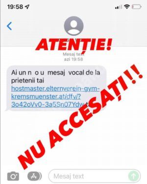 Read more about the article Atenție! Nu accesați linkuri primite prin SMS, de la numere necunoscute!
