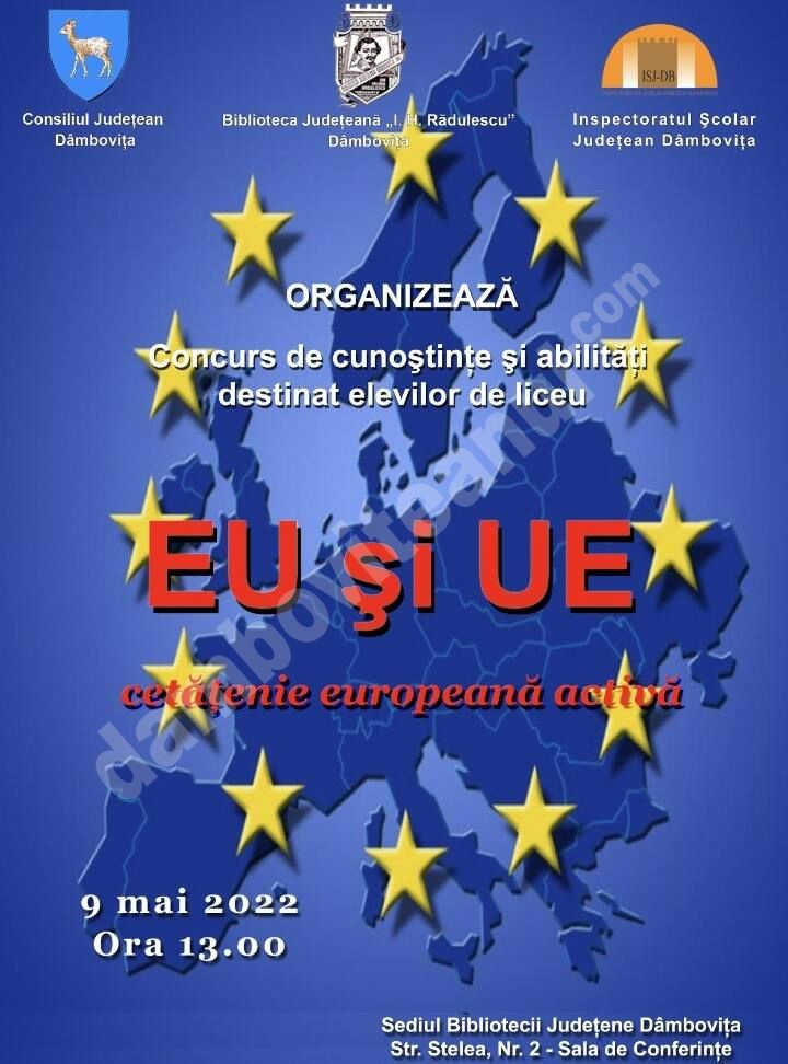 You are currently viewing Concurs de cunoştinţe şi abilităţi – „EU şi UE – cetăţenie europeană activă”, la Biblioteca Județeană I.H.Rădulescu