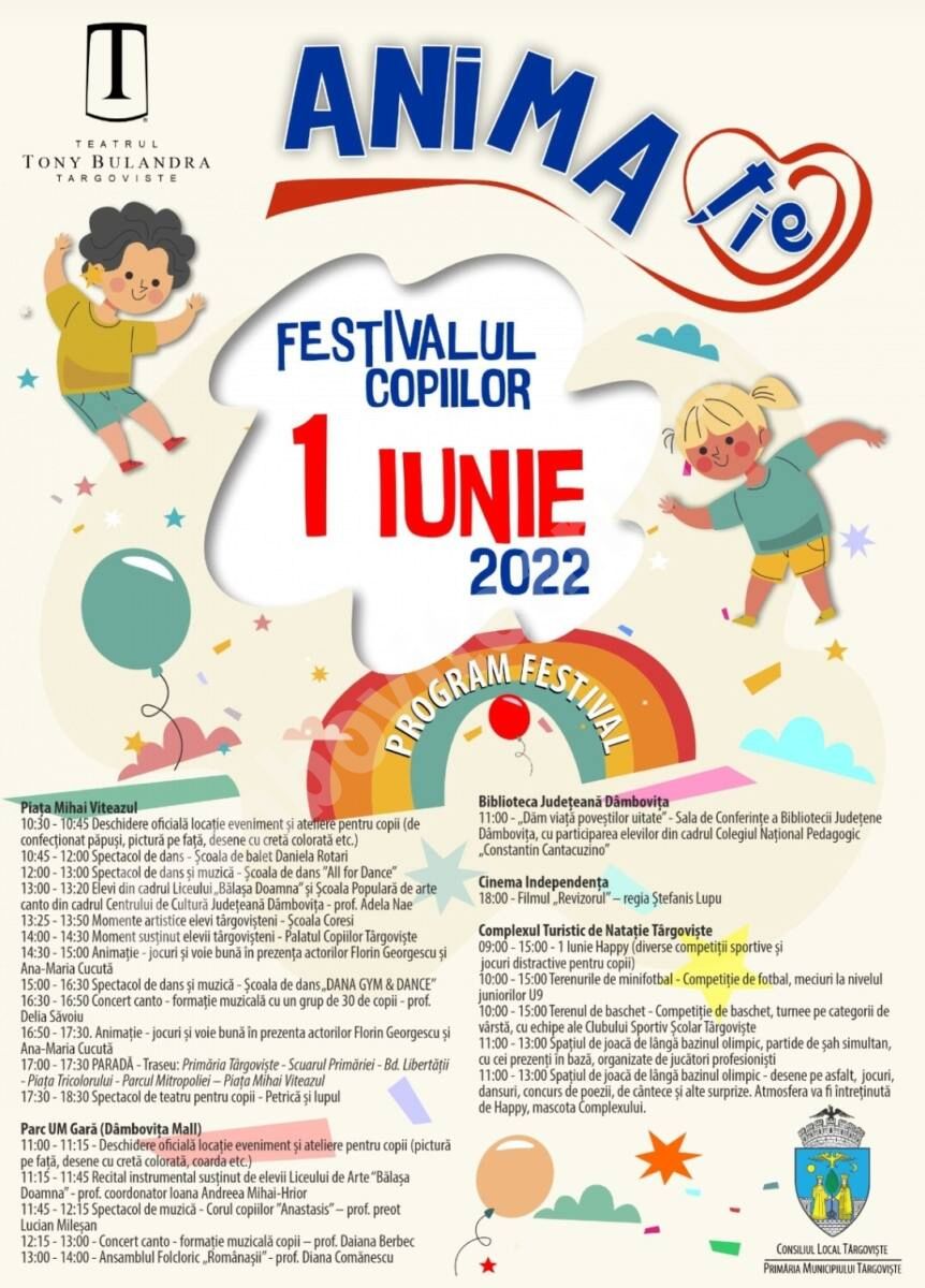 You are currently viewing Programul Festivalului Copiilor – 1 iunie 2022, Târgoviște