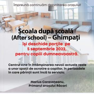 Read more about the article Primăria Răcari deschide primul after school, la Ghimpați