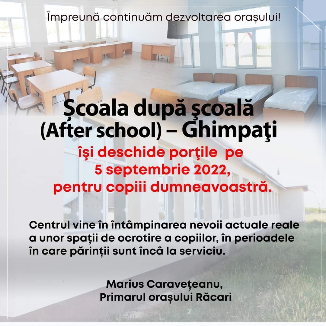 You are currently viewing Primăria Răcari deschide primul after school, la Ghimpați