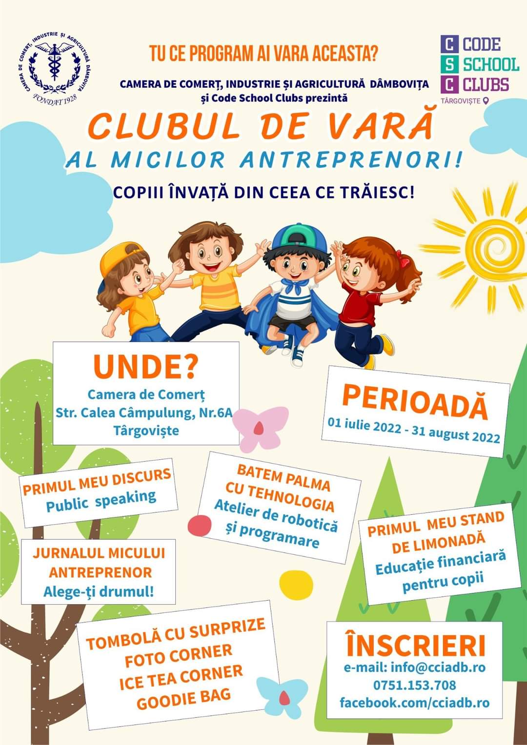 You are currently viewing Continuă înscrierile la „Clubul de vară al micilor antreprenori”, organizat de Camera de Comerț Dâmbovița