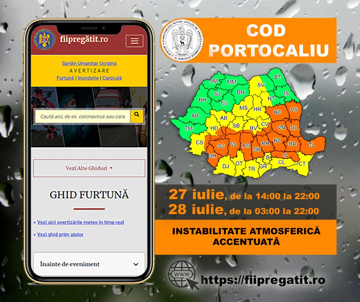 You are currently viewing De la atenționare de caniculă, județul Dâmbovița trece la Cod Portocaliu de instabilitate atmosferică accentuată