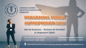 Read more about the article Camera de Comerț Dâmbovița organizează evenimentul ”Idei de afaceri”, în sprijinul femeilor antreprenor