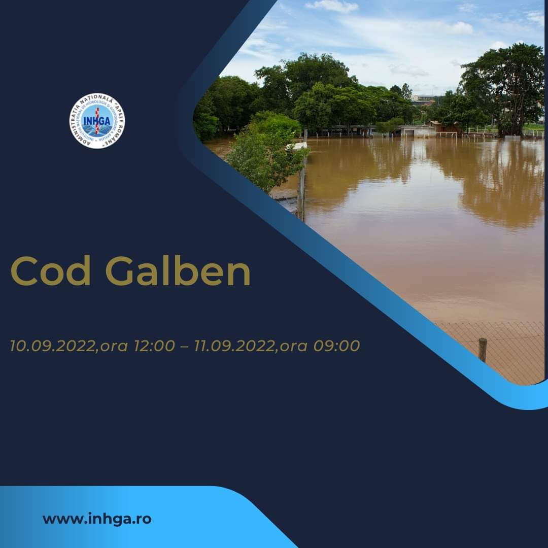 You are currently viewing Atenționare Cod Galben pentru unele sectoare de râuri din bazinele hidrografice