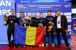 Read more about the article Aur şi bronz pentru România, în proba de dublu mixt la tenis de masă, la Europenele Under-21 de la Cluj-Napoca