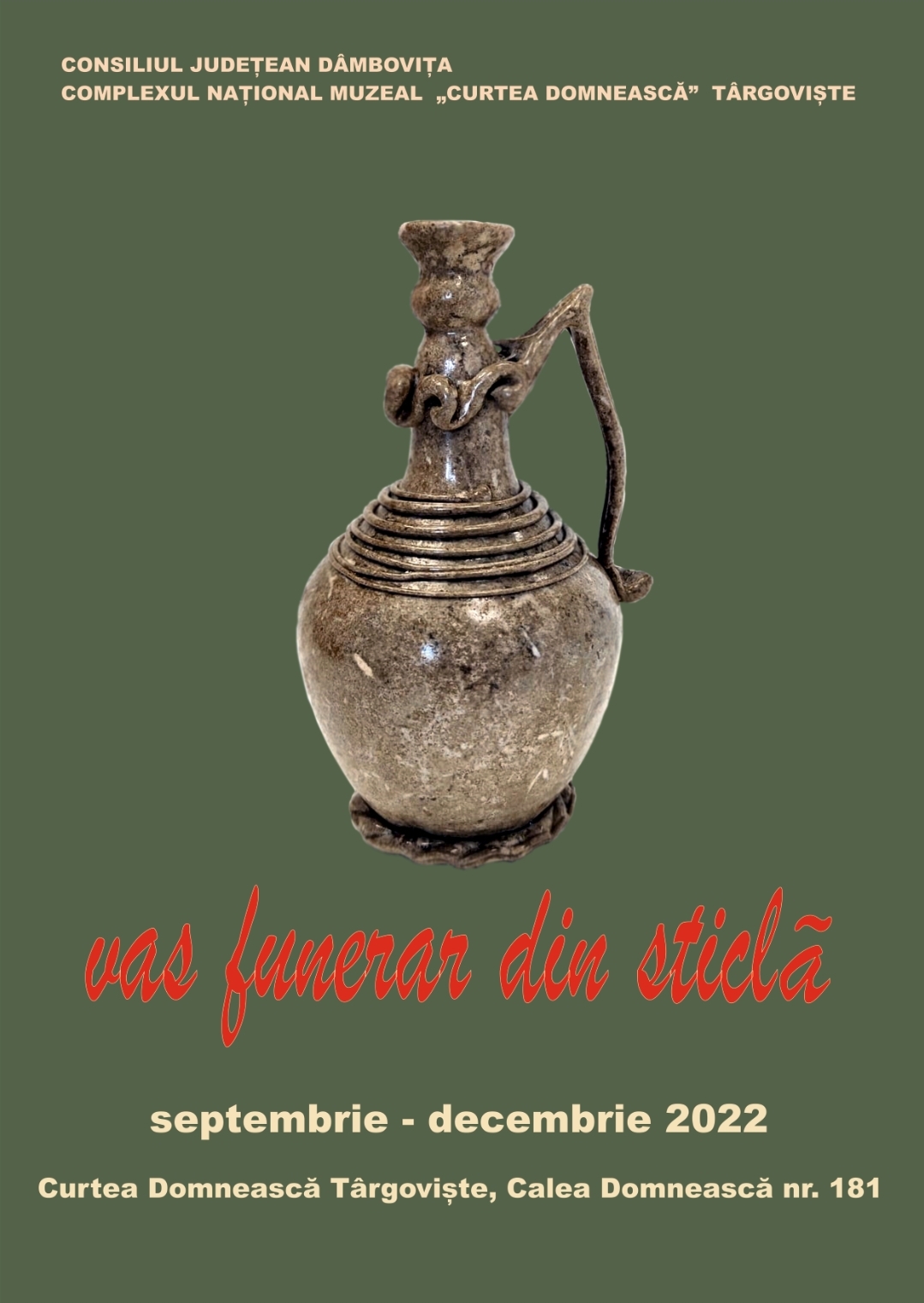 You are currently viewing Proiectul expozițional „Comori în obiectiv” continuă cu un nou obiect de patrimoniu – vas funerar din sticlă