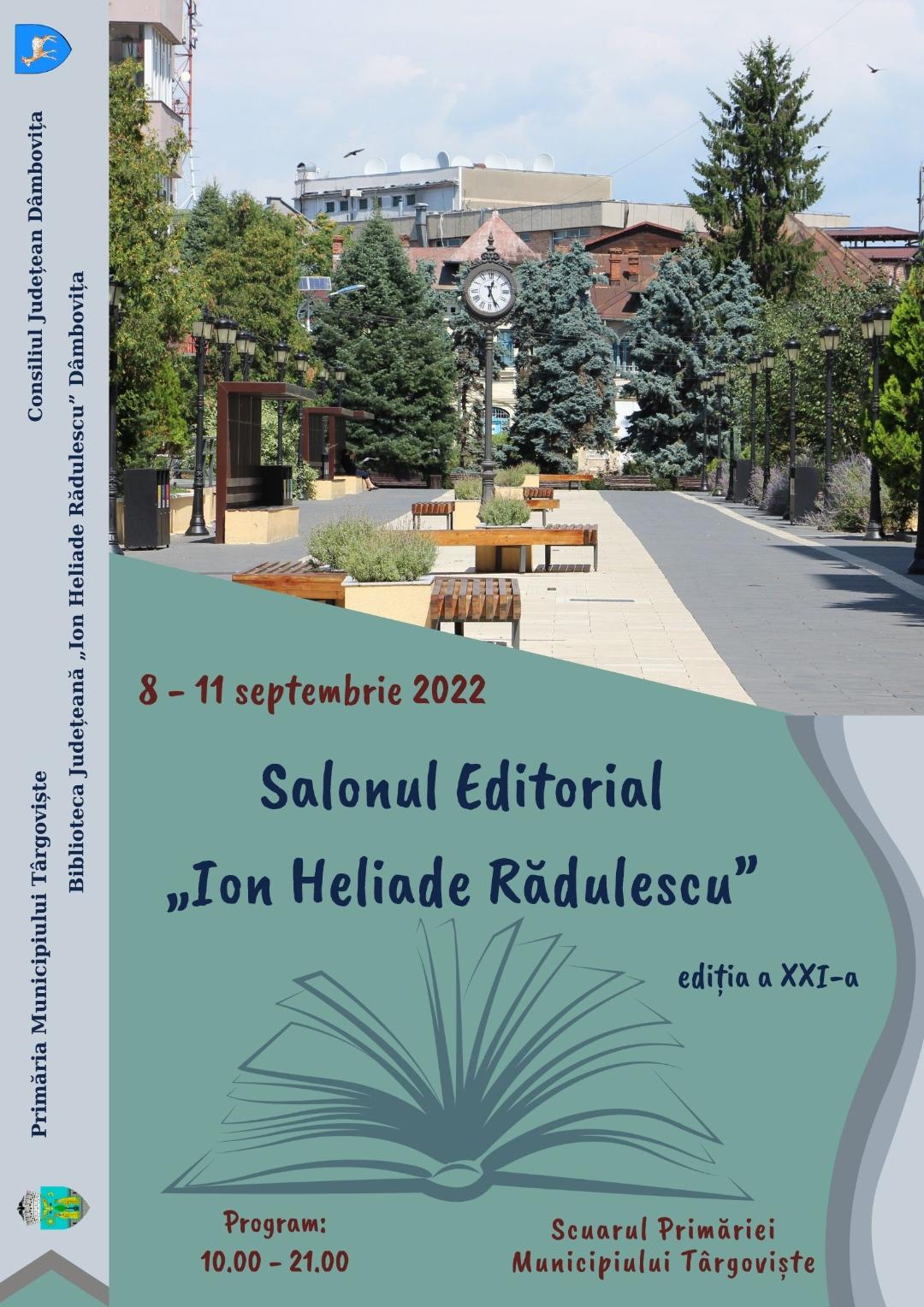 You are currently viewing Vineri, 9 septembrie, are loc deschiderea oficială a Salonului Editorial „Ion Heliade Rădulescu”, ediția a XXI-a