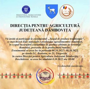 Read more about the article Târg de produse tradiționale, în acest weekend, la Direcția Agricolă Dâmbovița