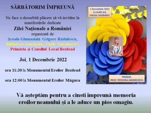 Read more about the article Manifestări de 1 decembrie, organizate, la Bezdead