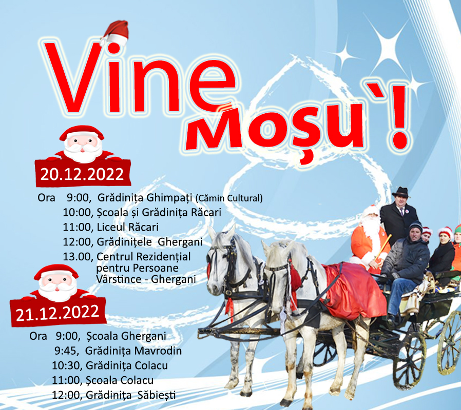 You are currently viewing Pe 20 și 21 decembrie, Moș Crăciun ajunge, la Răcari