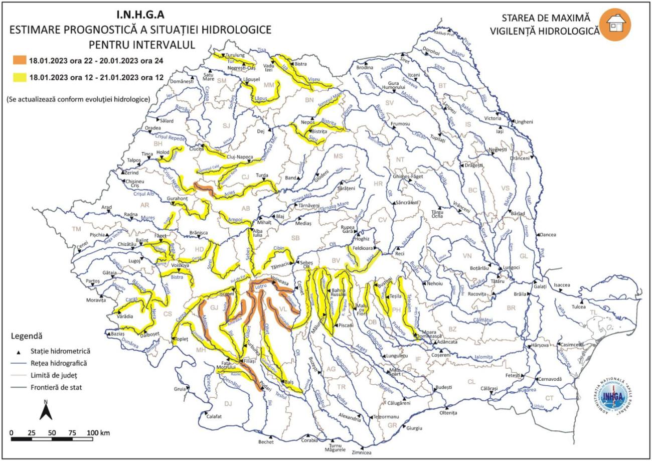 You are currently viewing Avertizare hidrologică COD GALBEN pentru bazinele superioare ale râurilor Dâmbovița, Ialomița și Argeș