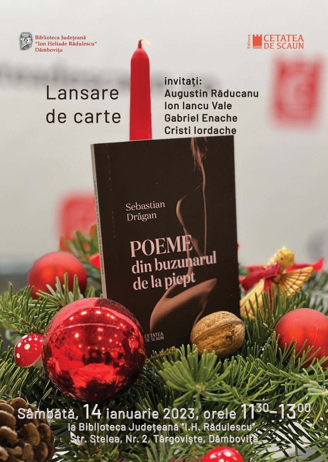 You are currently viewing Lansarea volumului: „Poeme din buzunarul de la piept”, la Sediul Bibliotecii Județene „I.H. Rădulescu”