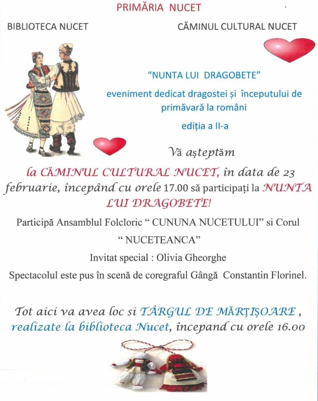 You are currently viewing Dragobetele și mărțișorul, marcate la Nucet, pe 23 februarie