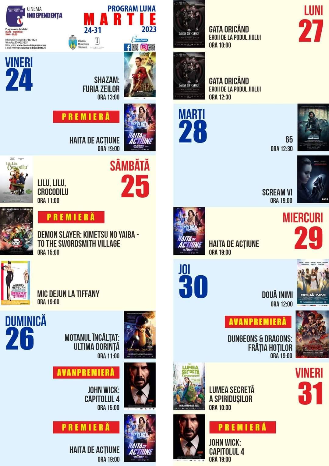 You are currently viewing Programul proiecțiilor de filme la Cinema Independența, 24 – 31 martie