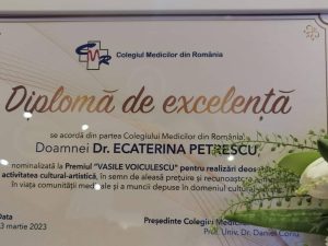 Read more about the article Ecaterina Petrescu Botoncea, medic ATI dâmbovițean, premiată în cadrul Galei „Medic pentru România”, organizată de Colegiul Medicilor.