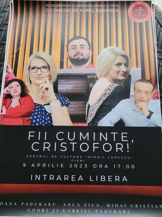 You are currently viewing Primăria Fieni invită locuitorii la comedia „Fii cuminte, Cristofor!”, în Duminica Floriilor