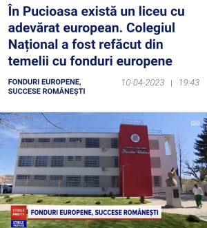 Read more about the article Colegiul Național „Nicolae Titulescu”, din Pucioasa, la știrile naționale