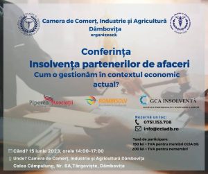 Read more about the article CCIA Dâmbovița invită antreprenorii la conferința „Insolvența partenerilor de afaceri. Cum o gestionăm în contextul economic actual?”