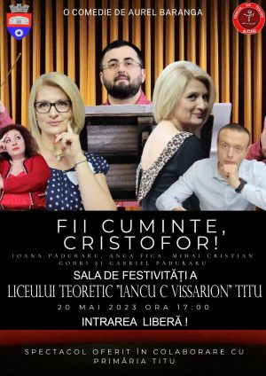 Read more about the article „Fii cuminte, Cristofor!”, pe 20 mai, la Titu