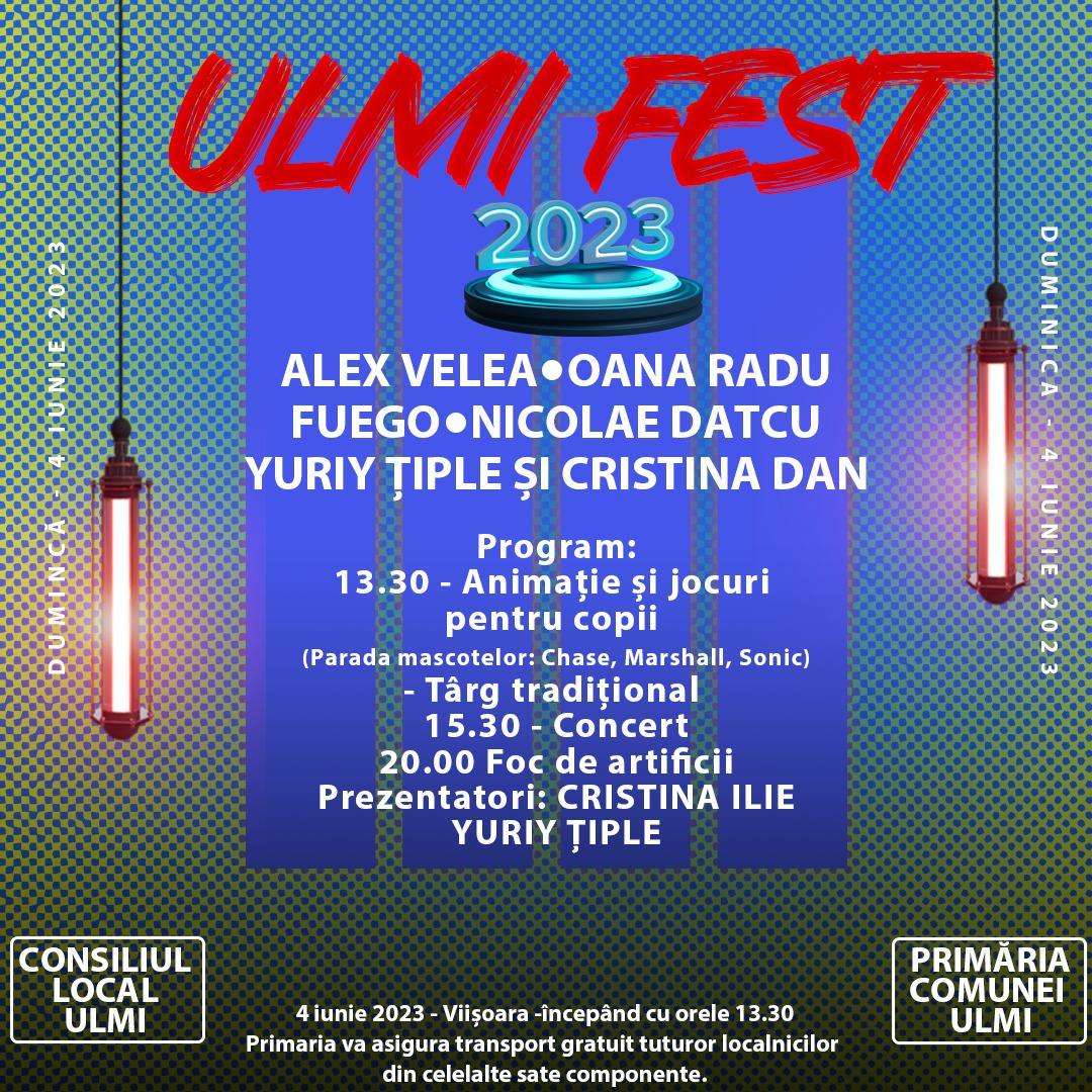 You are currently viewing Locuitorii din Ulmi sunt invitați de Rusalii la concerte, activități distractive și un spectaculos foc de artificii