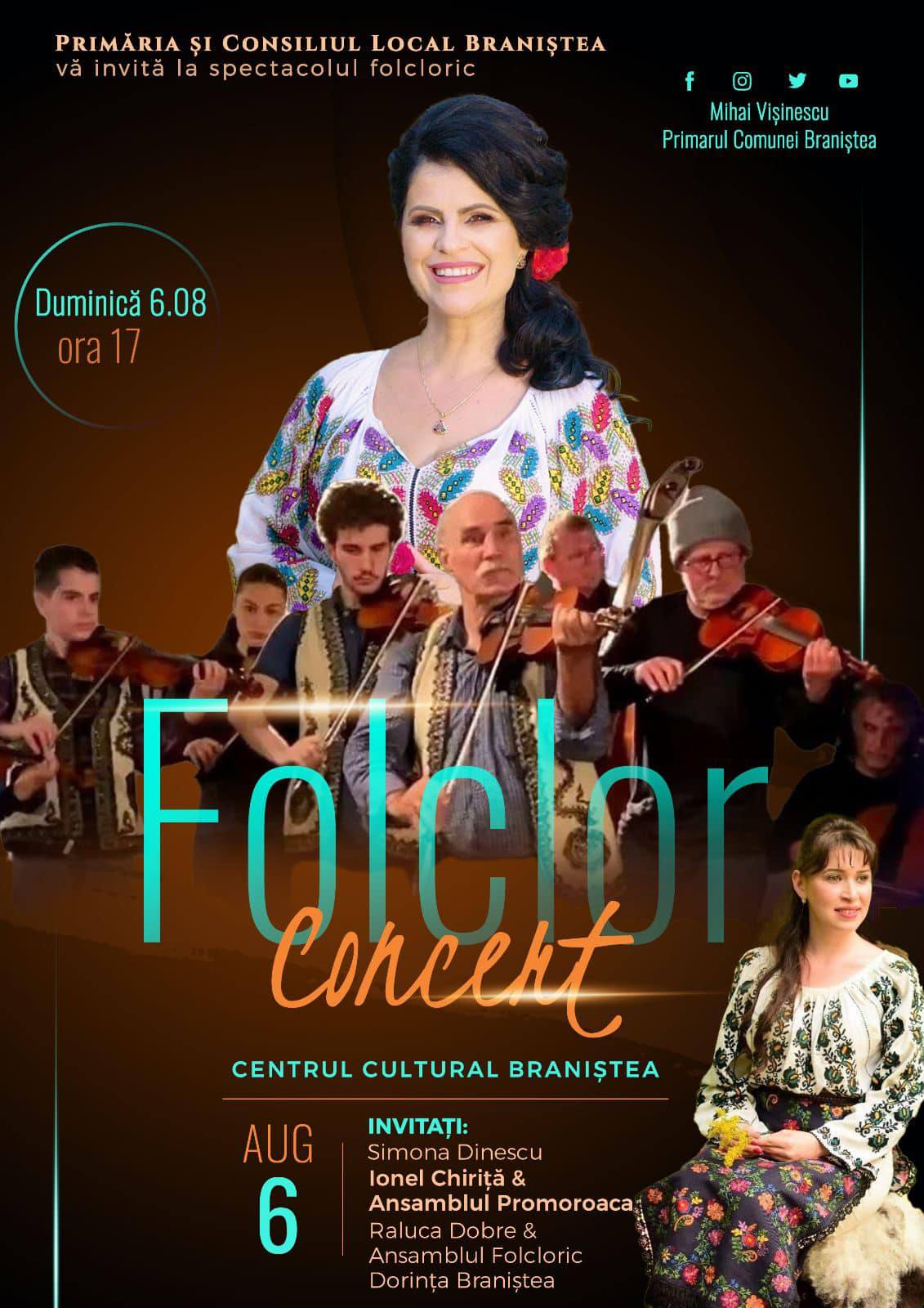 You are currently viewing Localnicii din Braniștea sunt invitați, diseară, la un spectacol folcloric cu artiști de excepție