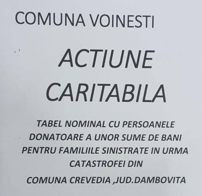 You are currently viewing Reprezentanții administrației locale din Voinești donează pentru locuitorii din Crevedia și îi invită și pe voineșteni s-o facă