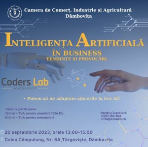 Read more about the article Conferința: „Inteligența Artificială în Business: Tendințe și provocări”, mâine, la Camera de Comerț Dâmbovița