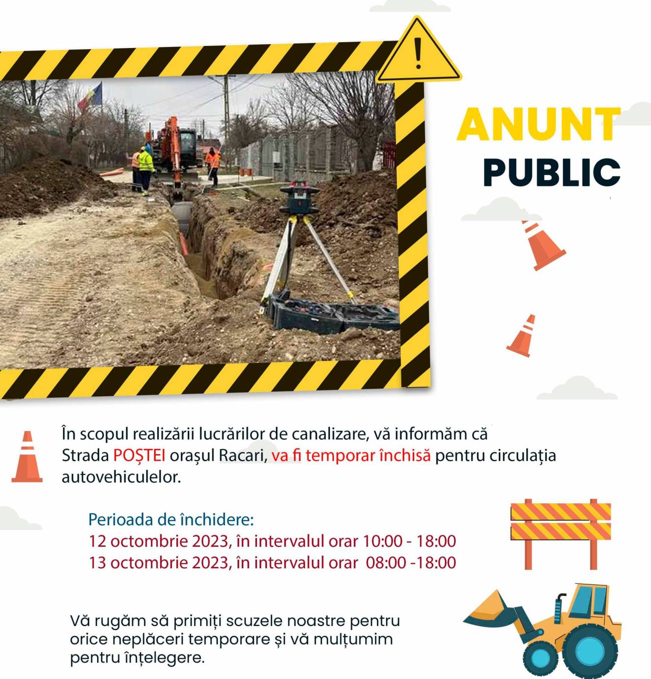 You are currently viewing Strada Poștei din Răcari, temporar închisă, pentru traficul autoturismelor