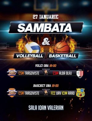 Read more about the article Cuplaj de gală în Sala „Ioan Valerian” din Târgoviște sâmbătă după-amiază. Meciuri de „foc” pentru voleibalistele și baschetbalistele de la CSM Târgoviște