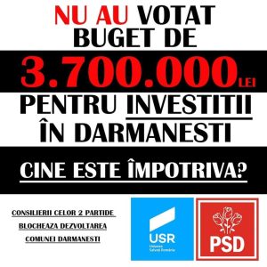 Read more about the article Primarul comunei Dărmănești acuză consilierii PSD și USR că blochează dezvoltarea comunei